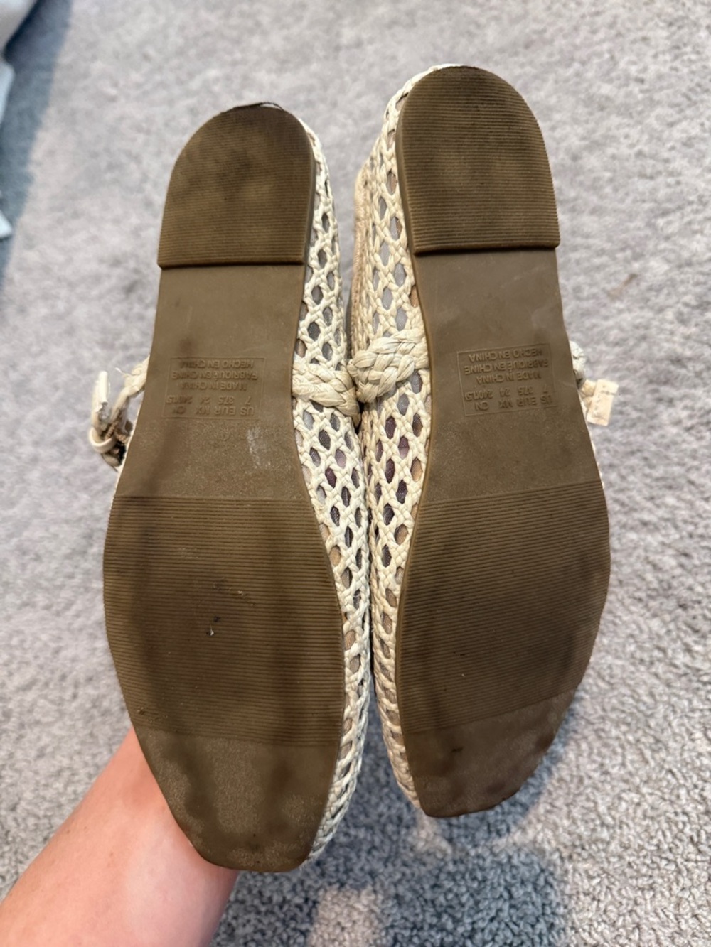 American Eagle Outfitters Cream Braided Mary Jane Flats with Tan Insole - Picture 4 of 8